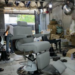 Ghế Cắt Tóc Nam Barber Cao Cấp - Mẫu Hiện Đại Màu Xám Trắng